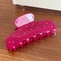 Large rose red acetate hair claw clip with rhinestones for elegant styling - 10.9cm / Purplish Red