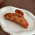 Bernsteinfarbene Haarklammer mit roten Herzmustern für langes Haar Styling-Zubehör - Kaffee Rot (10.7cm)