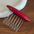 Handgemaakte bordeauxrode hars haarkam met 10 zilveren metalen tanden voor Franse styling - Rood