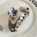 Molla per capelli a cuore in acetato tartarugato con fiore di strass francese - Caffè Grigio-8.8cm