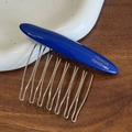 Helderblauwe acetaat haarkam met zilveren metalen tanden voor elegant stylen - Blauw