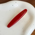 Vibrant red acetate hair clip with gold France Handmade logo on ceramic plate - 6.2cm / Red
