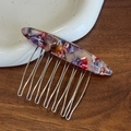 Peigne à cheveux élégant 10 dents en acétate marbré violet avec dents en métal - Fleuri Coloré