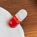 Pince à cheveux capsule chic rouge et blanc en acétate avec fleur en strass brillant - Pilule Rouge Blanc