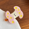 Pince à cheveux champignon rose mignonne avec étoile jaune et acétate blanc - Trognon de Pomme Rose