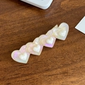 Pasador de pelo de acetato con forma de corazón perlado y acabado iridiscente - Color Deslumbrante (5.5cm)
