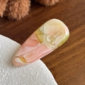 Französischer 4mm dicker Marmor-Acetat-Haarclip mit goldener Beschriftung - 4.5CM / Rosa und Grün