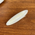 Elegant translucent creamy white acetate hair clip with subtle glitter on wood - 5.9cm / White