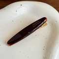 Elegant tortoiseshell acrylic hair clip with golden France Handmade lettering - 6.2cm / Dark Coffee
