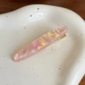 Pink marble acetate hair clip with golden metal clip and France Handmade print - 6.2cm / Metallic Pink