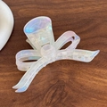 Iridescent butterfly hair claw clip with gold logo detail in aurora finish - 9.5CM / Iridescent White