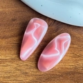 Pink cat eye effect water wave hair clips set for women with elegant coral gloss finish - Pink