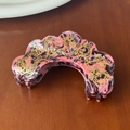 Pink and black acetate claw clip with golden scrollwork and rhinestones - Pink Purple Claw Clip