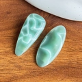 Green water ripple pattern acetate hair clips set with teardrop and oval shapes - Green