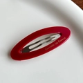 Barrette ovale en acétate rouge avec l'inscription dorée Barrette La France - Style Creux Oval / Rouge