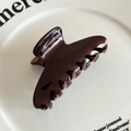 Elegant dark brown cellulose acetate hair claw clip with glossy finish and gold label - Brown No Label