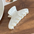 Elegant cream white acetate hair claw clip with vintage marble texture for thick hair - Gem White No Label