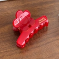 Pince à cheveux fleur rouge en acétate avec inscription dorée faite à la main - 6cm / Rouge