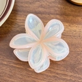 Pinza para el pelo con forma de flor en resina rosa y azul con tonos Morandi suave - 7.7cm / Naranja con Borde de Encaje