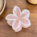 Pinza para el pelo con flor de frangipani en resina color rosa y blanco crema - 7.7cm / Rosa