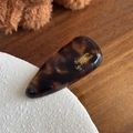 Brown tortoiseshell acetate hair clip with gold Barrette La France logo text - 4.5CM / Transparent Coffee