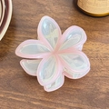 Pinza para el pelo con forma de flor en acrílico bicolor rosa y blanco crema elegante - 7.7cm / Rosa Festoneado