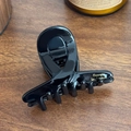 Glänzende schwarze Acetat Haarklammer mit goldener Barrette La France Gravur - Hellschwarz