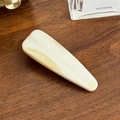 Minimalist cream white acetate drop-shaped hair clip with elegant marble texture finish - 5.6cm / Creamy White & Coffee