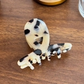 Acetate tortoise claw clip in cream and black with gold Barrette La France text - Cream Tortoise