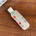 Elegant rectangle acetate hair clip with multi-colored rhinestones and silver metal base - Square Beige