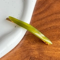 Olive green acetate spring hair clip with gold metal base and handmade engraving - Green