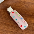 Pink acetate hair clip with colorful rhinestones and silver metal duckbill base - Square Pink