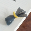 Donkergrijze en gele acetaat strik haarclip met gouden Amy bear handgemaakte letters - 5.4cm / Grijs