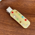 Fermaglio per capelli rettangolare in acetato beige con strass colorati brillanti - Rettangolo Giallo Chiaro