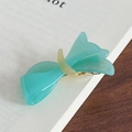 Eleganter see-grüner Azetat-Haarclip mit Schleife und handgefertigtem goldenem Schriftzug - 5.4cm / Blau