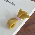 Gelbe Acetat-Schleife-Haarklammer mit lila Details und handgefertigter Gravur - 5.4cm / Champagner