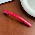 Elegante molletta per capelli in acetato rosso rosa con scritte dorate su legno - 10.6cm / Rosso