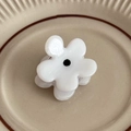 Mini pinza para el pelo con flor blanca, textura de gelatina y detalle central - Blanco (2.8cm)