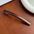 Fermaglio in acetato marrone scuro con scritta dorata su fondo in legno - 10.6cm / Marrone