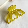 Translucent green acetate hair claw clip with rounded design and France Handmade engraving - Jelly Green With Gold Stamp
