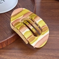 Matte marble texture hair claw clip in mustard yellow and earthy tones for women - Yellow Coffee