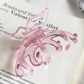 Elegante molletta a farfalla rosa gelatina in acetato con incisione dorata fatta a mano - Rosa con Timbro Oro