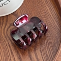 Premium marble texture dark purple acetate hair claw clip with elegant gloss finish - Dark Red-5.6cm