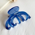 Dark blue acetate octopus claw clip with translucent finish and handmade gold logo - Blue With Gold Stamp