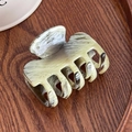 Elegant ink marble texture hair claw clip in cream, green and grey acetate finish - Grey Green-5.6cm