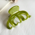 Handmade avocado green cellulose acetate shark hair claw clip in glossy finish - Green With Gold Stamp