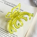 Molla per capelli a farfalla in acetato verde lime traslucido con etichetta dorata fatta a mano - Green With Gold Stamp
