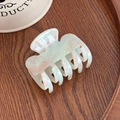 Elegant white pearlescent acetate hair claw clip with colorful iridescent shell texture - Iridescent White-5.6cm
