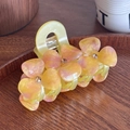 Pinza per capelli a fiore in acetato con marmo giallo e strass brillanti incastonati - Rosa Giallo