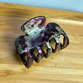 Elegant large acetate hair claw with unique purple and green marbled texture finish - Purple Brown-5.6cm